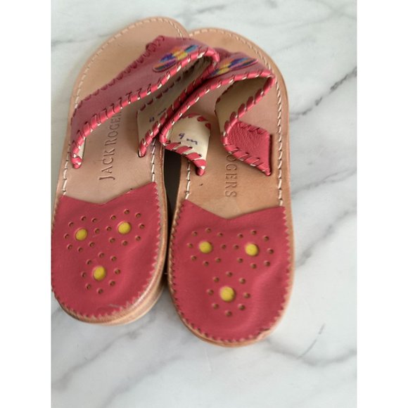 JACK ROGERS Pink Leather Patchwork Sandals Sz 9 - Picture 4 of 6